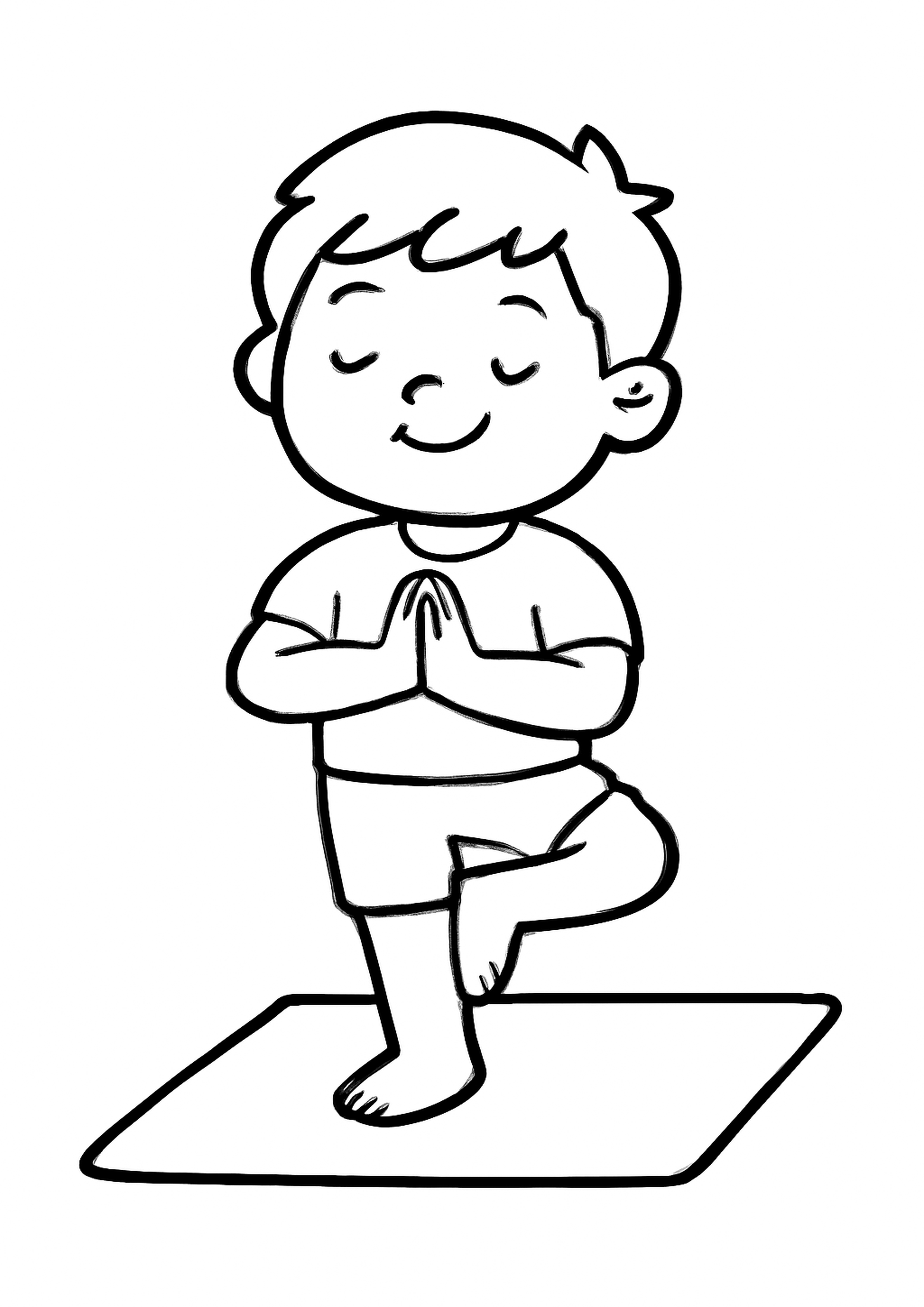 Coloriage yoga zen a imprimer, dessin au trait simple pour enfants
