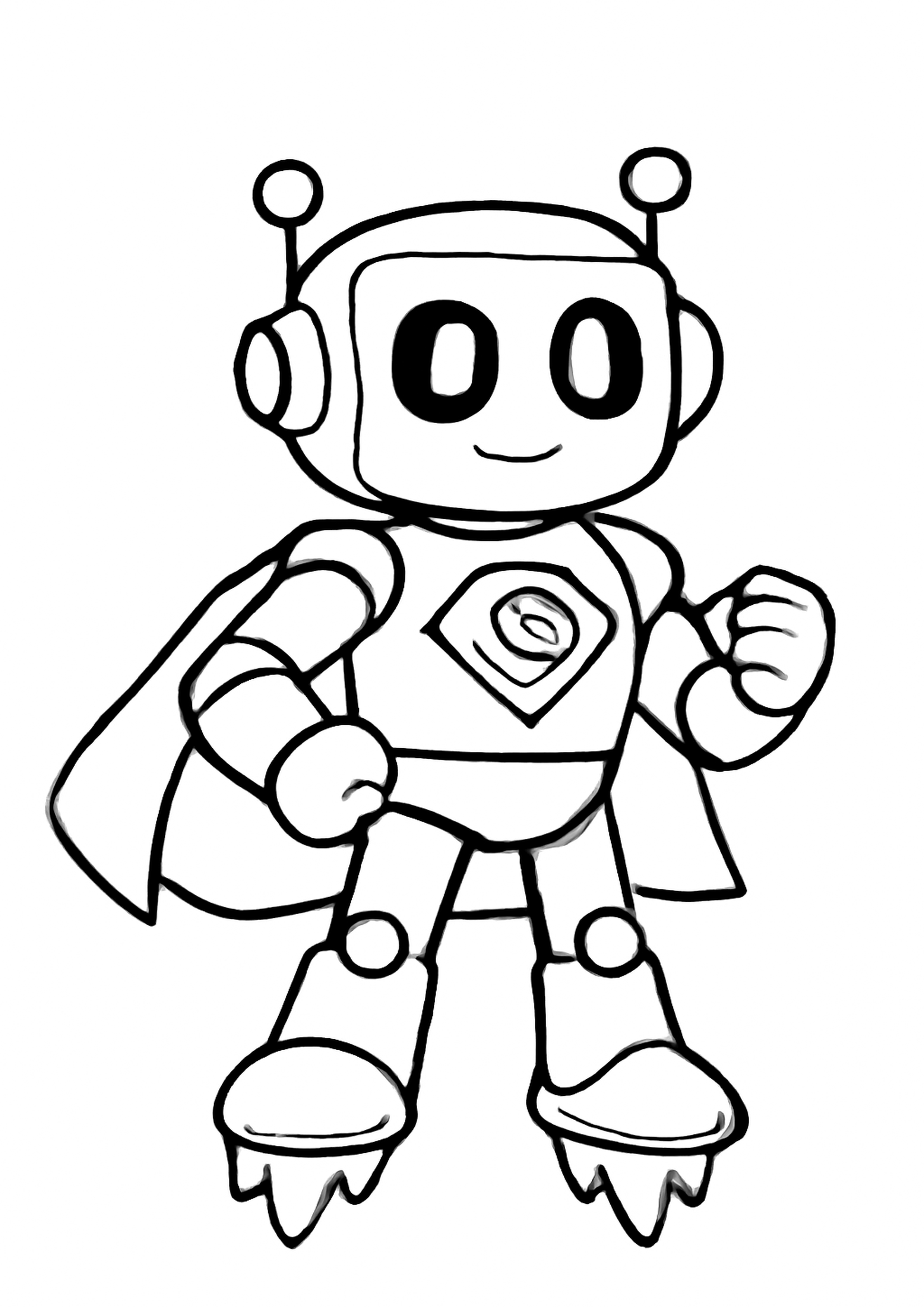 Coloriage robot superhero a imprimer, dessin au trait simple pour enfants