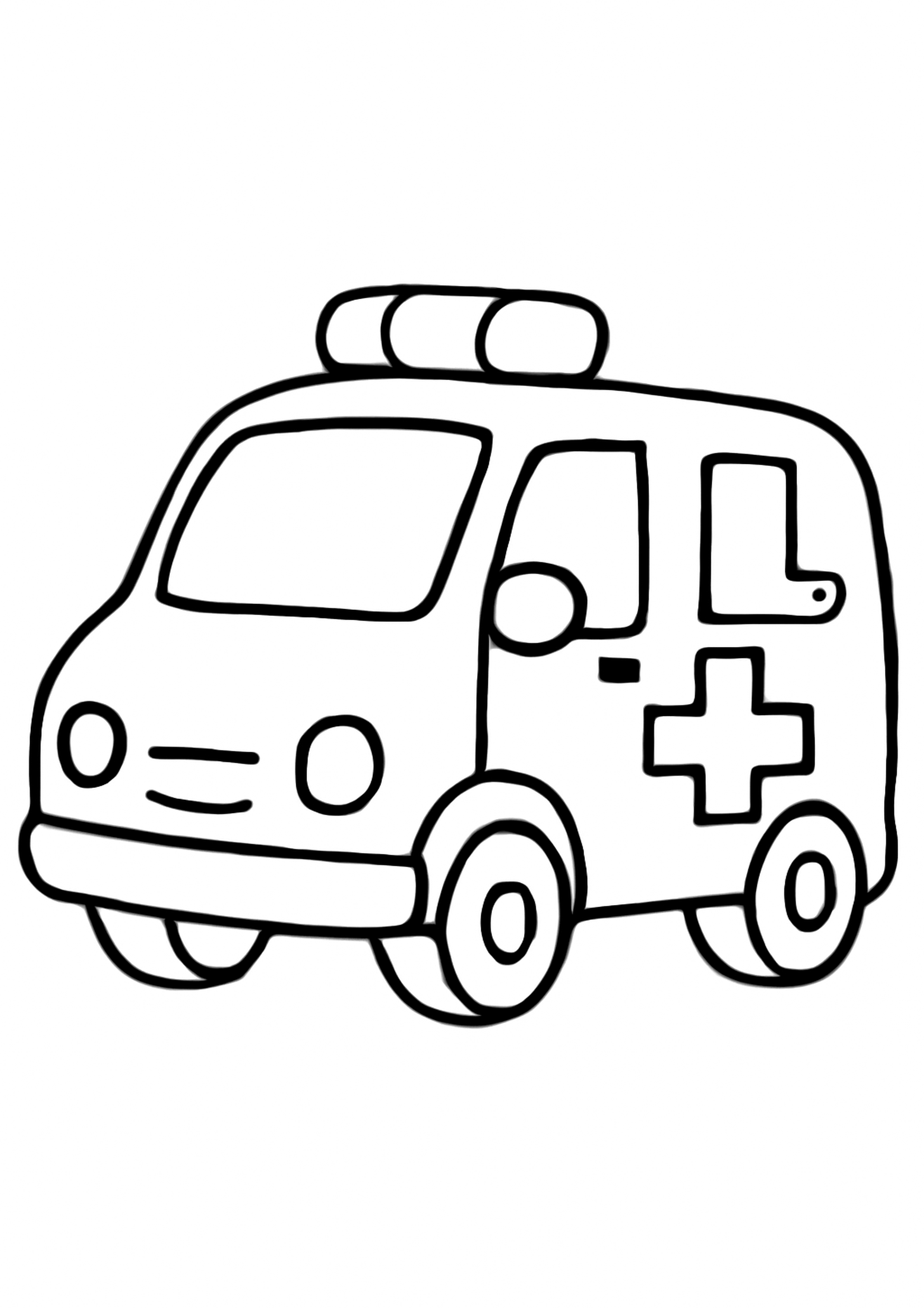 Coloriage ambulance urgence a imprimer, dessin au trait simple pour enfants