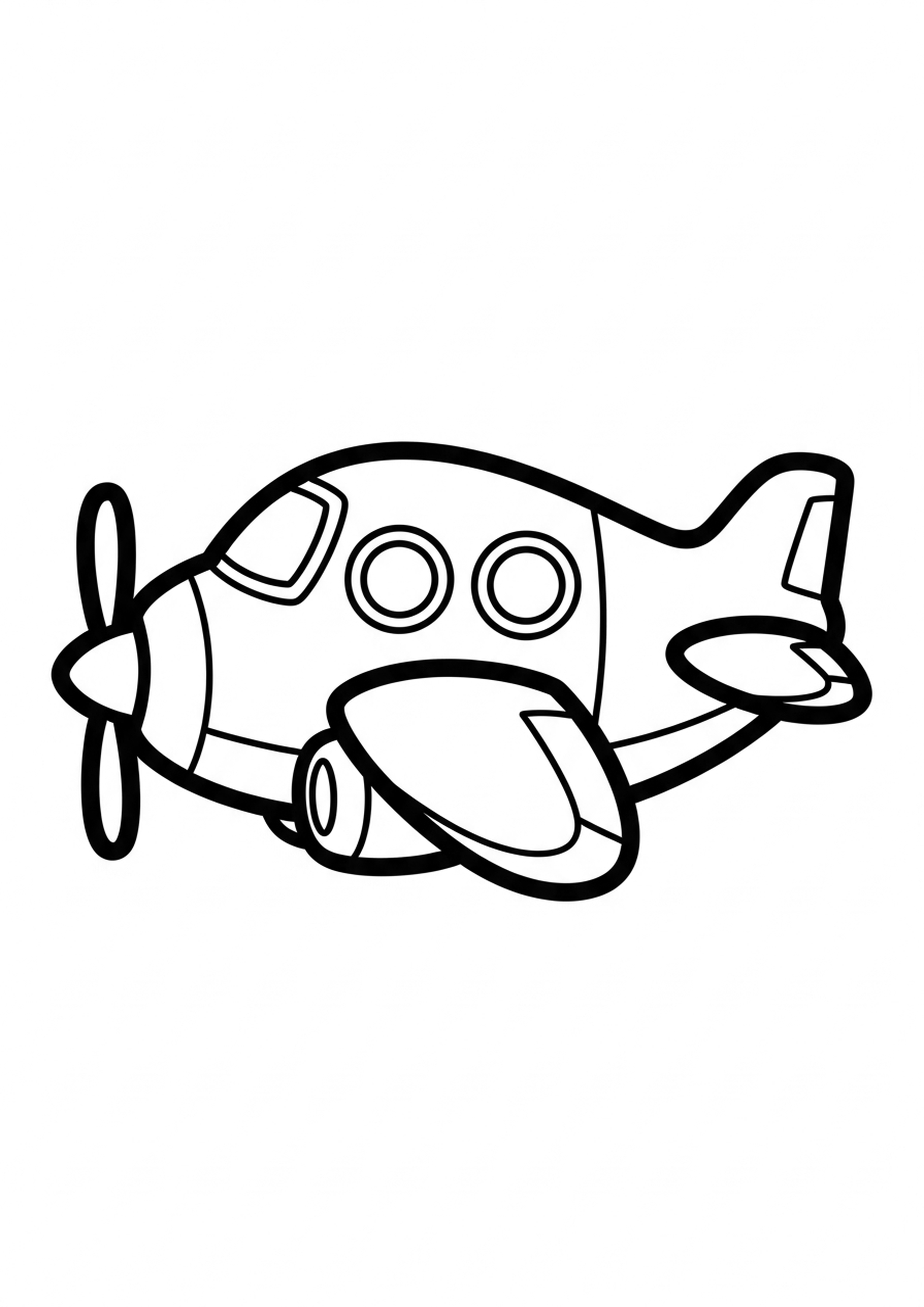 Coloriage avion dans le ciel a imprimer, dessin au trait simple pour enfants