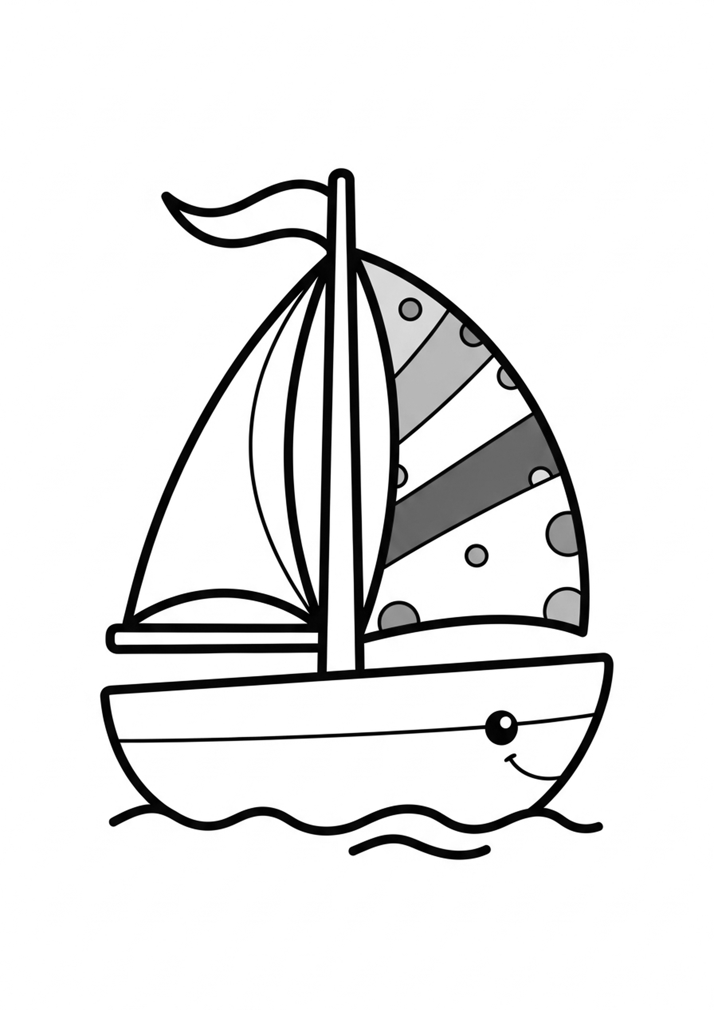 Coloriage joli bateau a imprimer, dessin au trait simple pour enfants