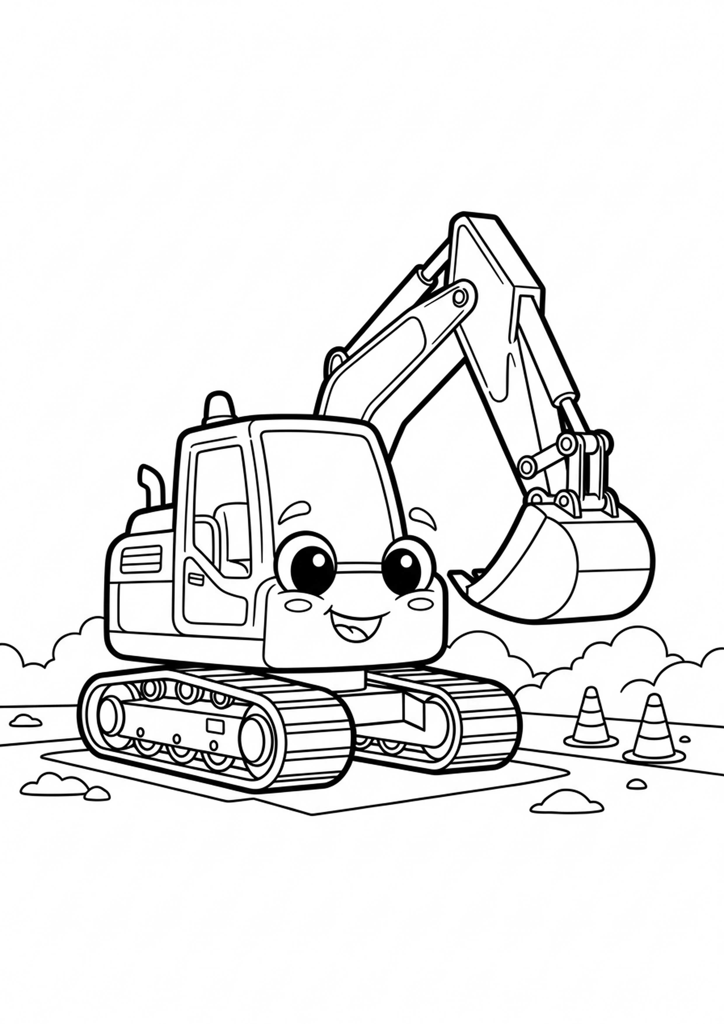 Coloriage pelleteuse puissante a imprimer, dessin au trait simple pour enfants