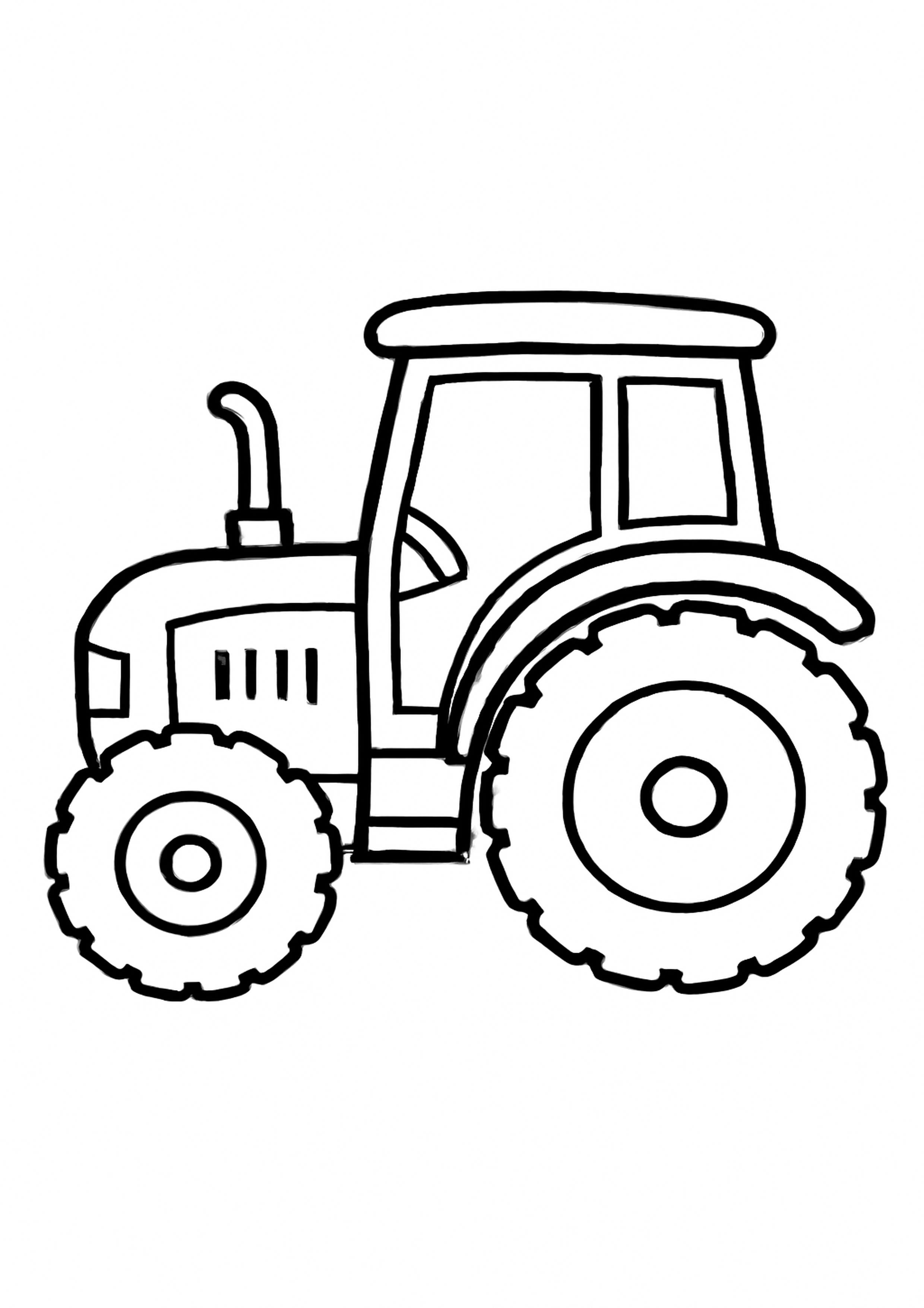 Coloriage tracteur de ferme a imprimer, dessin au trait simple pour enfants