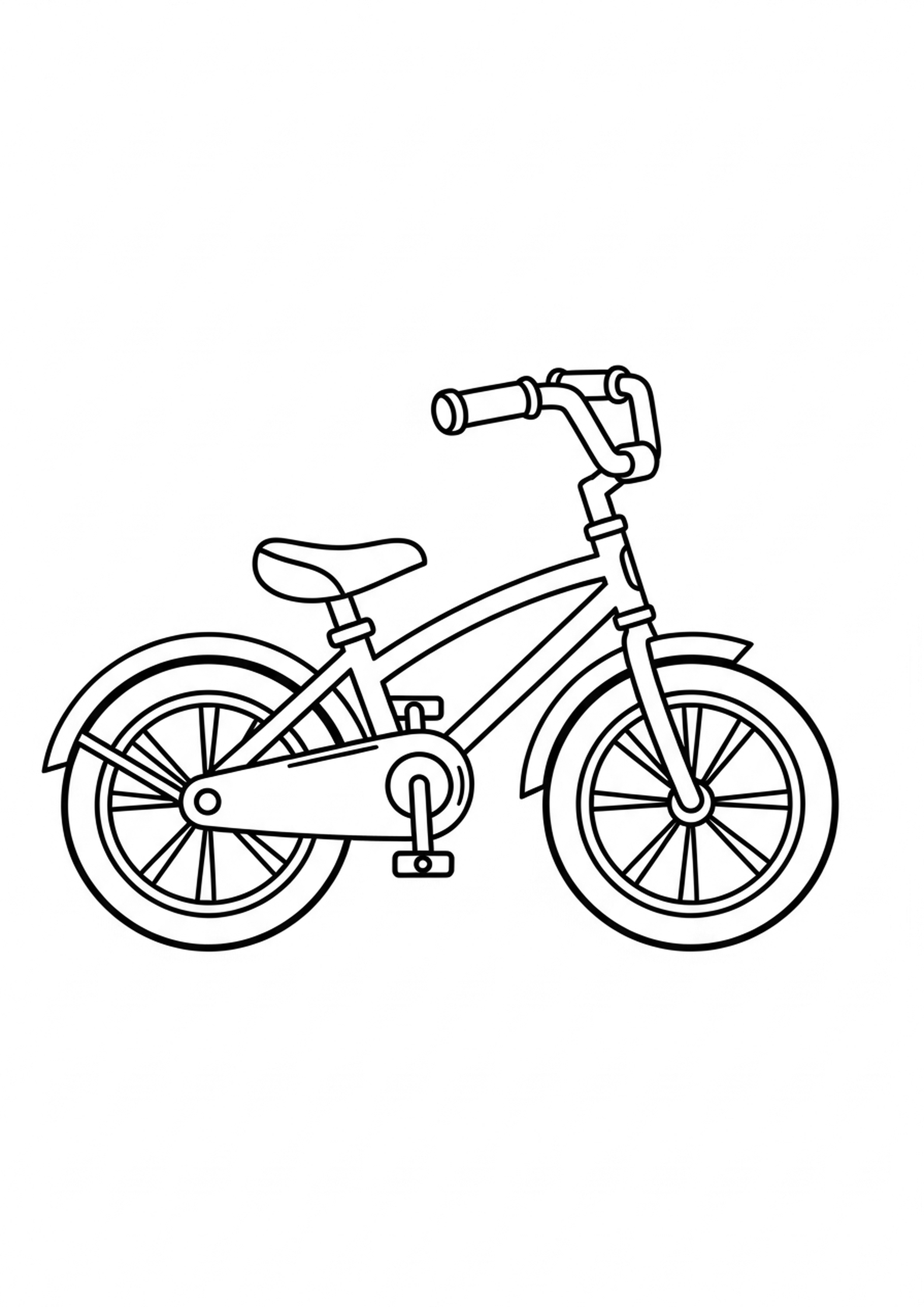 Coloring page of fun bicycle, simple line drawing for children